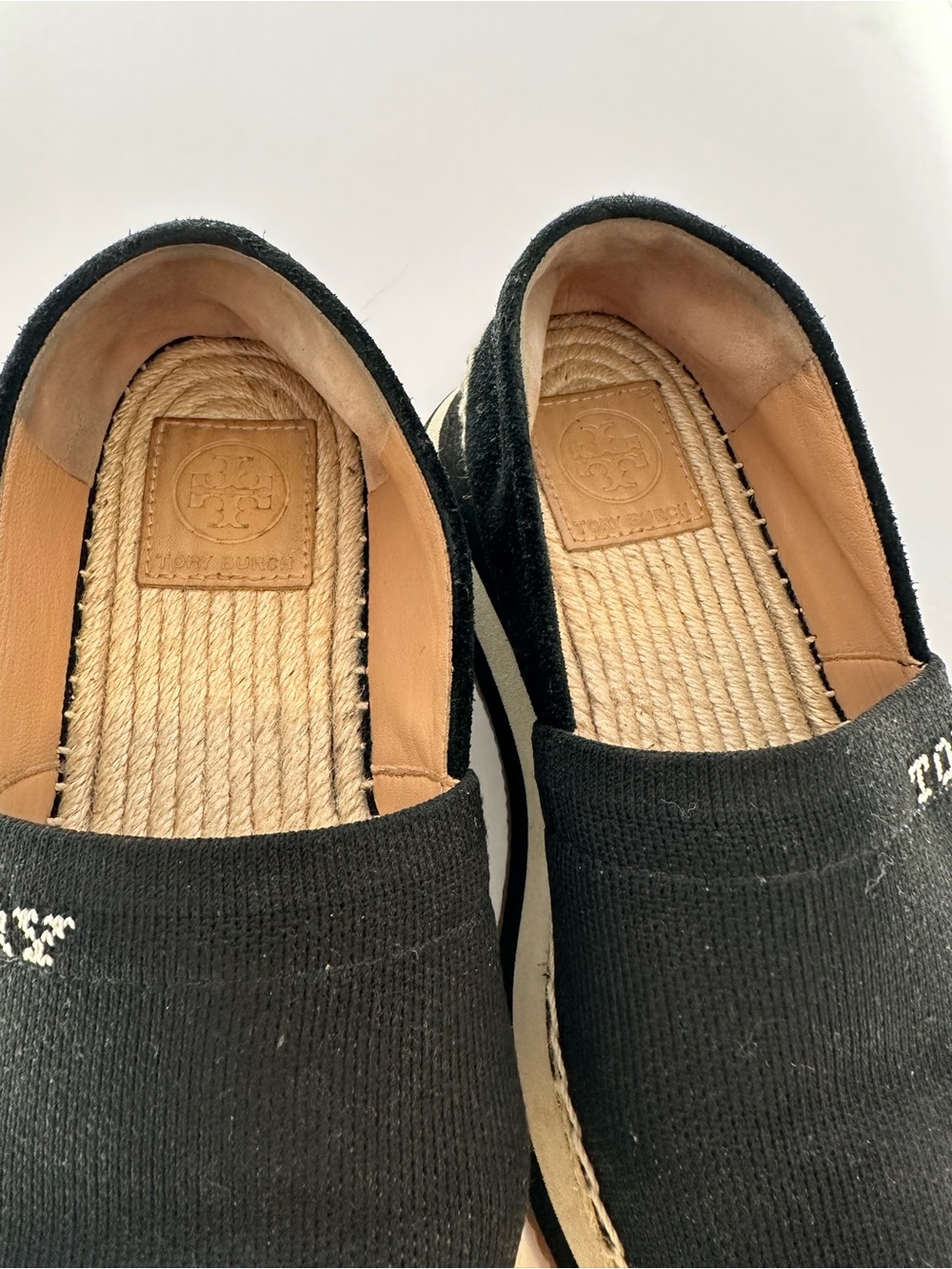 Tory Burch Black Canvas Espadrille Platform Slip-On Sneakers Size 6M - Picture 8 of 10
